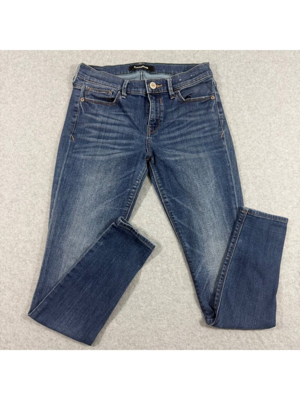 Express Repreve Jeans Womens 4R Blue Mid Rise Legging Stretch Skinny Denim